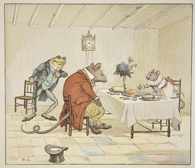 おねがいさん、お嬢様、パブの &39;A Frog He Would A-Wooing Go&39;のビールのイラストをくれませんか。 Frederick Warne und Co. 作： Randolph Caldecott